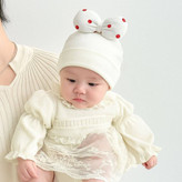 کلاه بچگانه پاییزی و بهاری نخ پنبه کبریتی تریکو پاپیونی دخترانه ۱ تا ۳سال