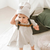 کلاه بچگانه پاییزی و بهاری نخ پنبه کبریتی تریکو طرح تدی چاپی ۱ تا ۳سال